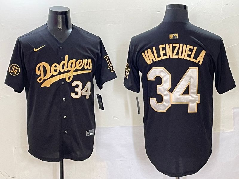 Men Los Angeles Dodgers #34 Valenzuela Black Game Nike 2025 MLB Jersey style 5045